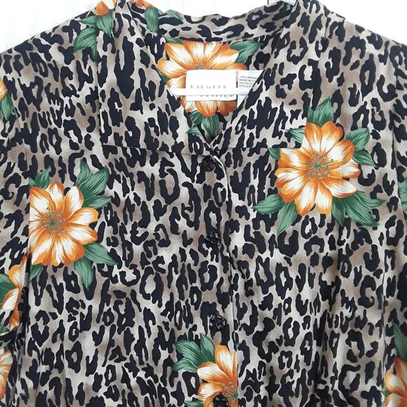 Halmode Floral Animal Print Button Down Shirt - Picture 2 of 6